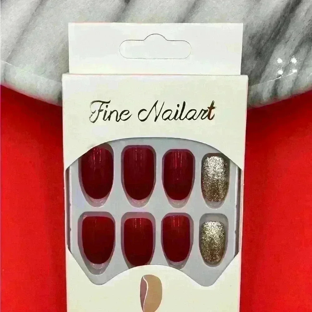 Fine Nailart. Press on nails. 4 packs. For larger nails. New in box